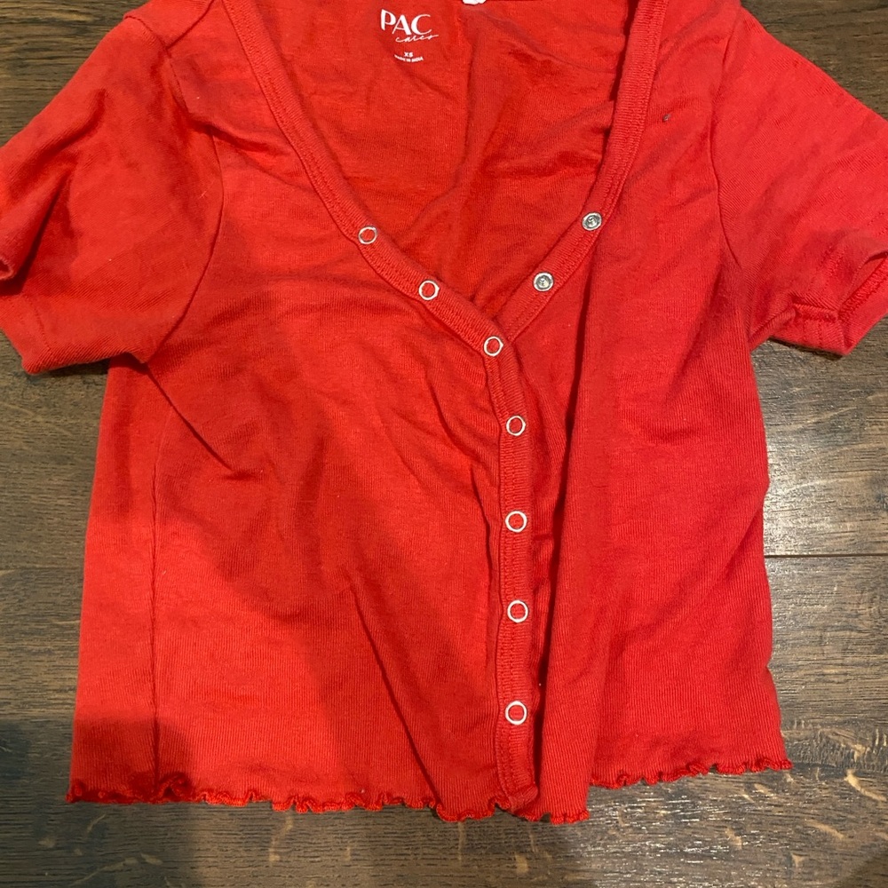 Women's Red Button-Up Top